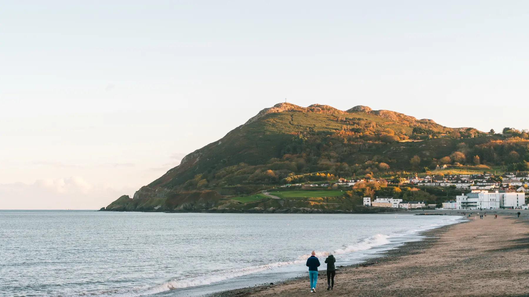 Bray Head rising above Bray beach and the Irish Sea
