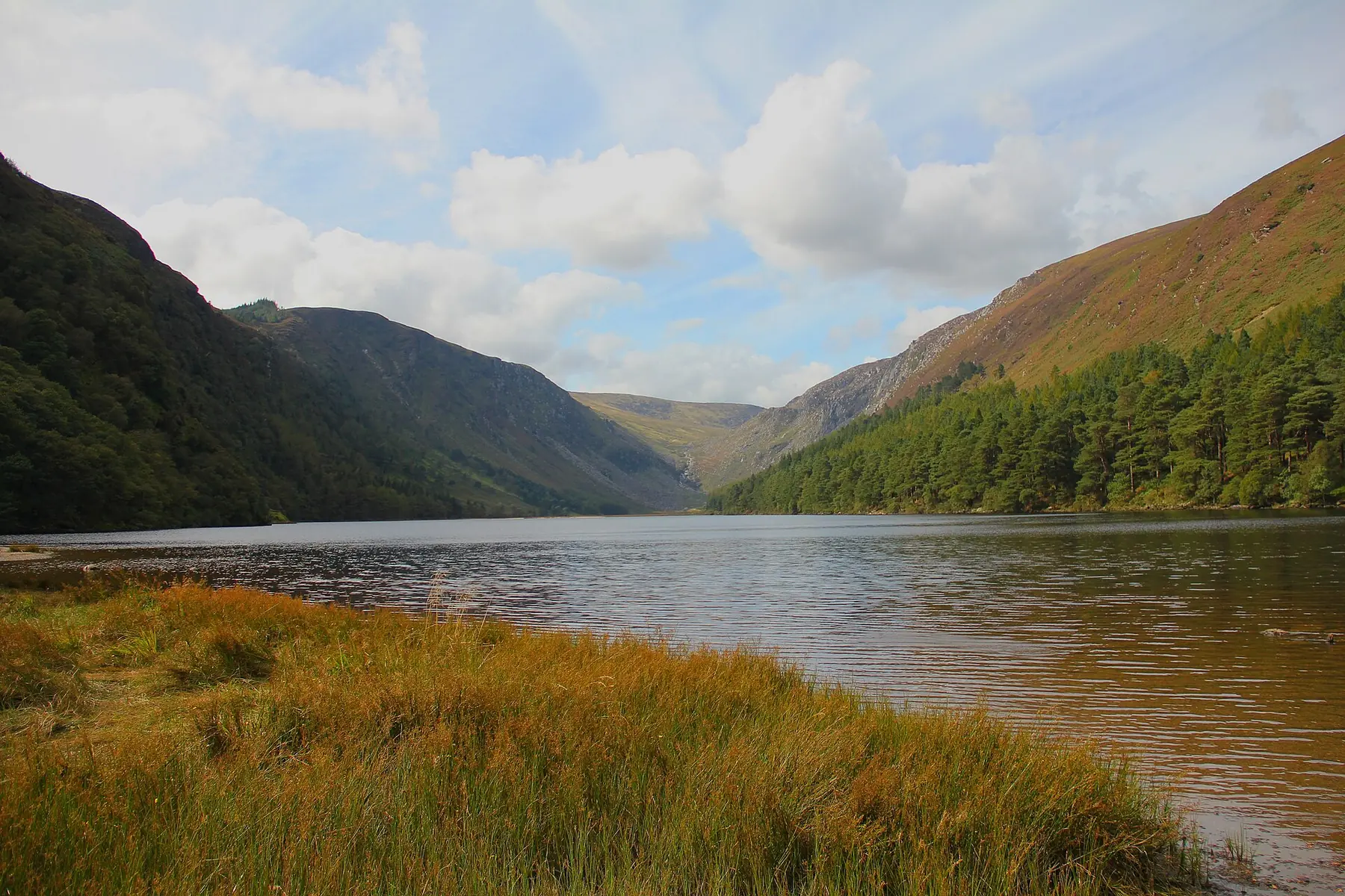 Upper Lake in the Glendalough valley and Wicklow Mountains