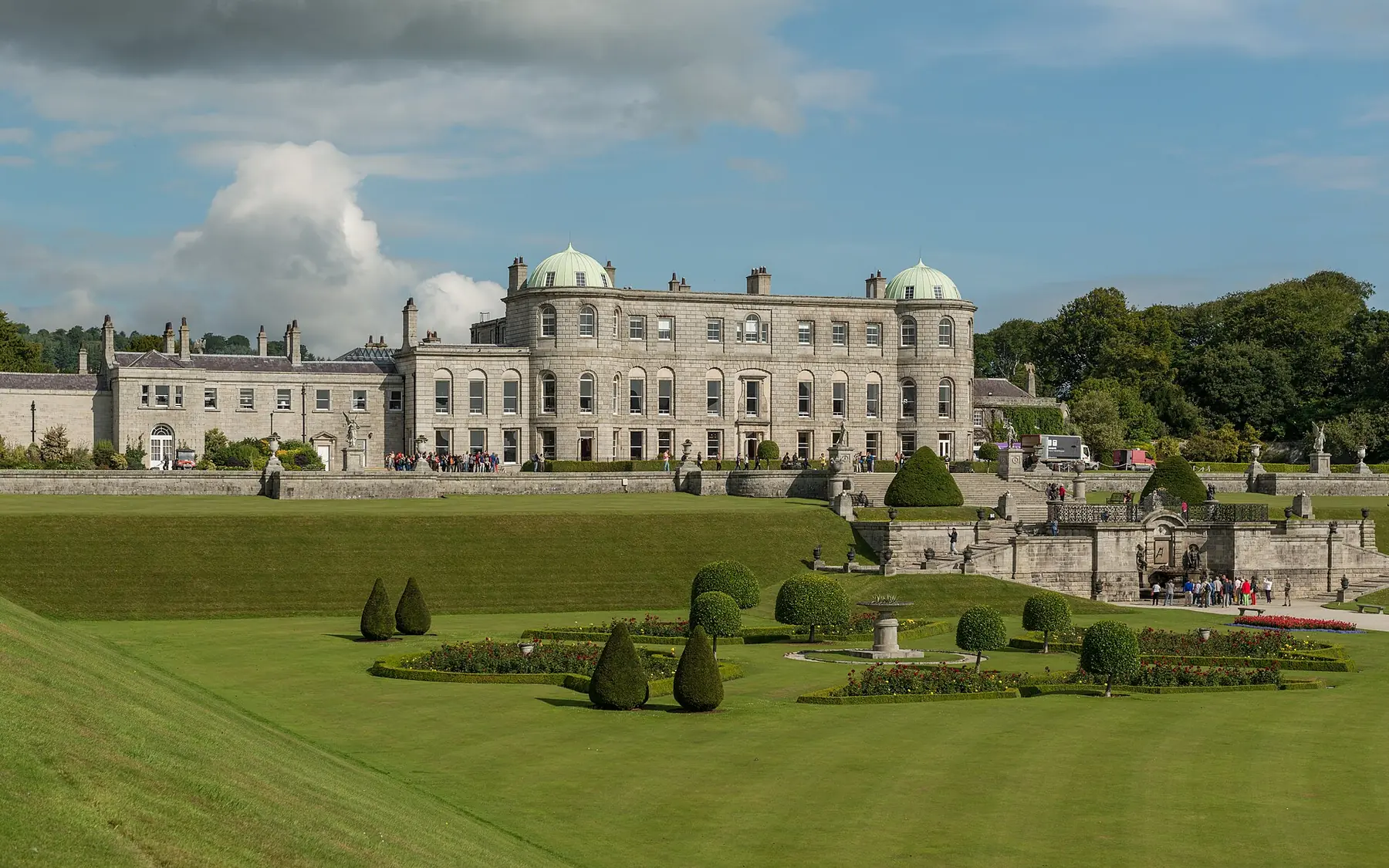 Powerscourt House overlooking its formal gardens
